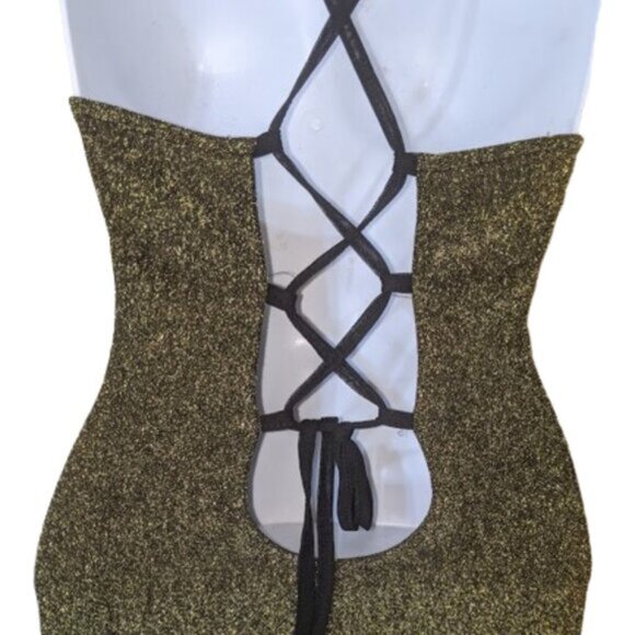 Metallic Gold Shimmery Maxi Dress Size XS - Picture 5 of 5